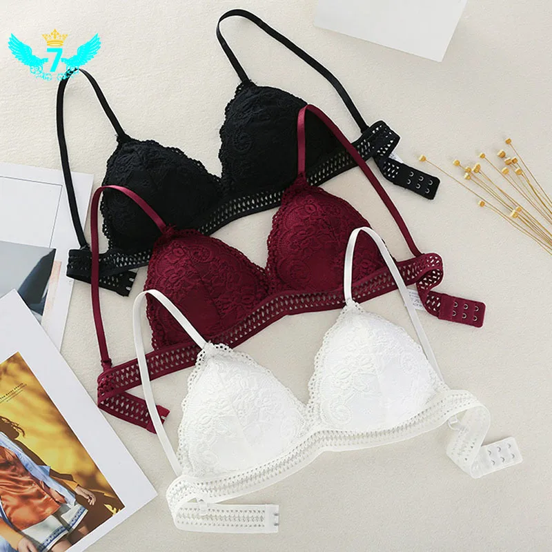 

Wireless Thin Underwear Women Summer Lingerie Soft Bras Triangle Triangle Cup Bra Deep V Lace Bra TOA
