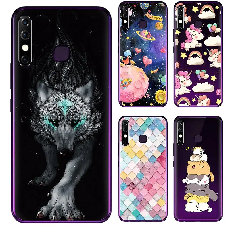 Shockproof Waterproof Phone Case For Tecno Camon 12/Spark 4 Silicone Dirt-resistant Anti-knock Lanyard Fashion Design Soft |