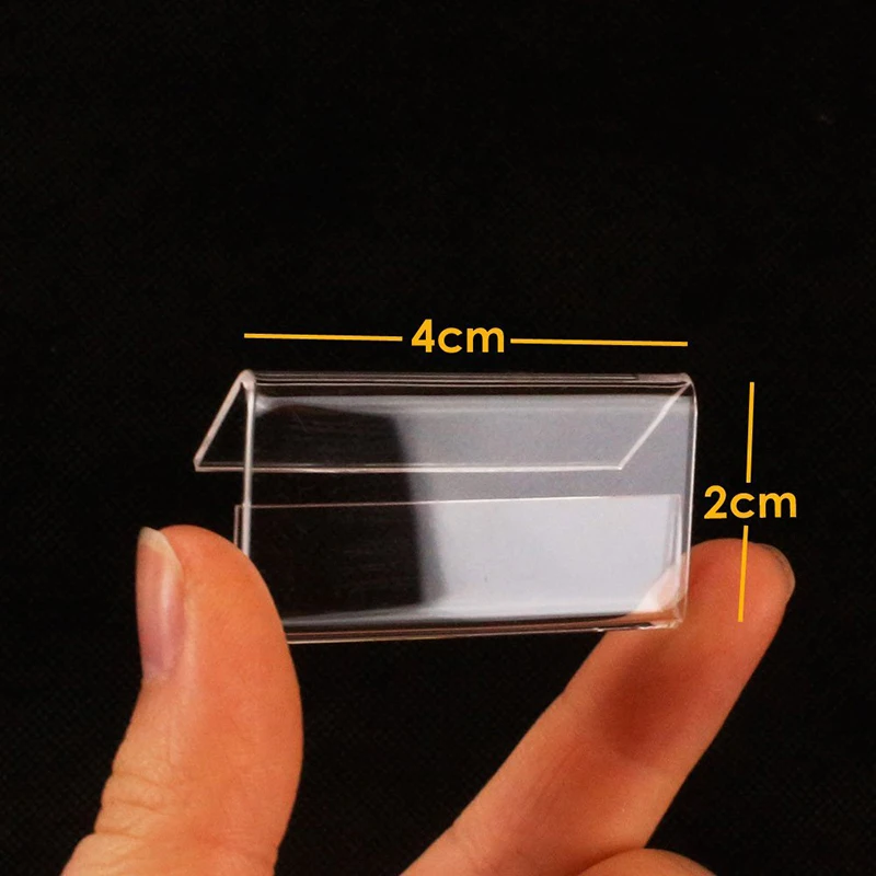 Transparent Display Stand 25pcs Mini Sign Holder Price Card Tag Label Counter Top 20*40mm Hold Acrylic | Дом и сад