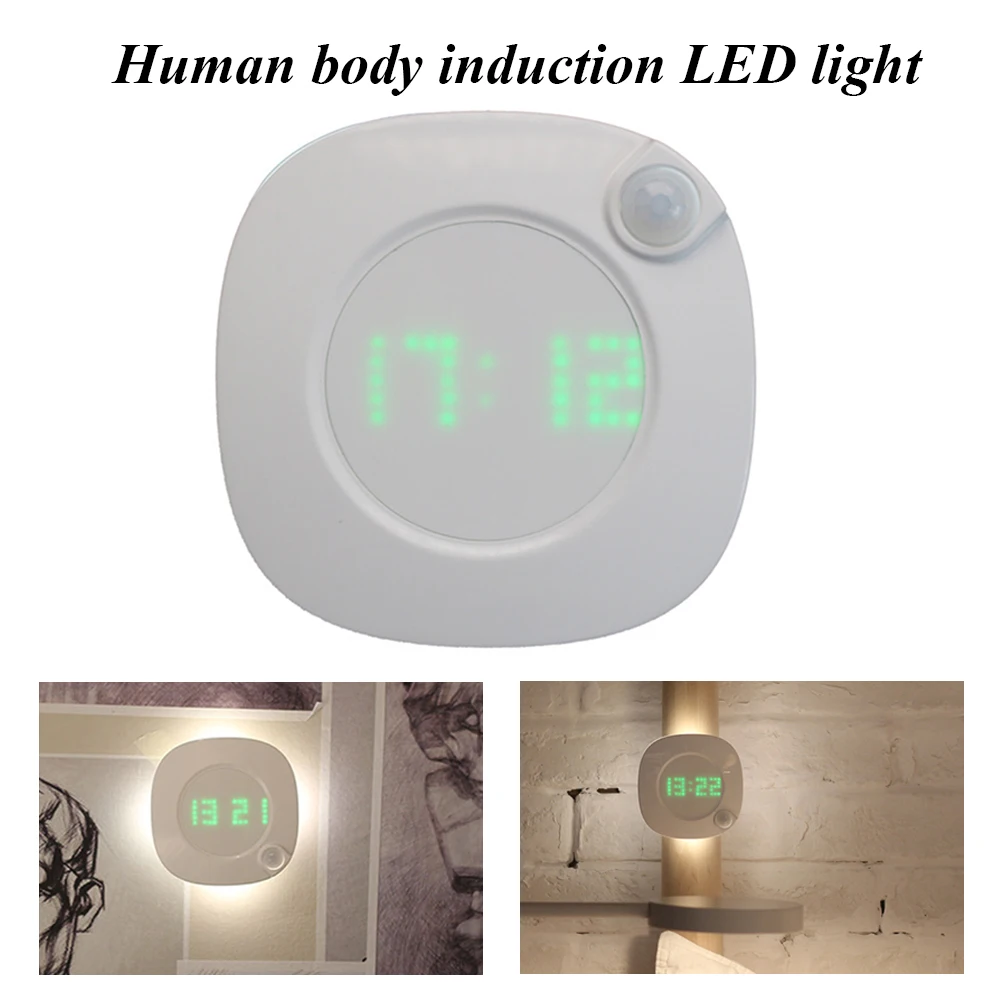 Светодиодные часы с человеческим телом инфракрасный индукционный ночник