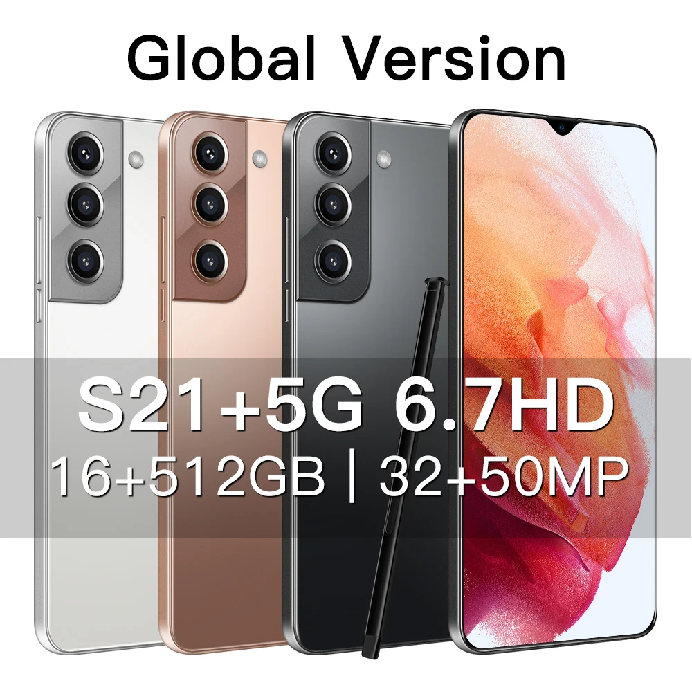

S21 16+512G 5G Smartphone Full screen fingerprint unlock face recognition 24MP+48MP Android 10.0 The MTK6889 CPU