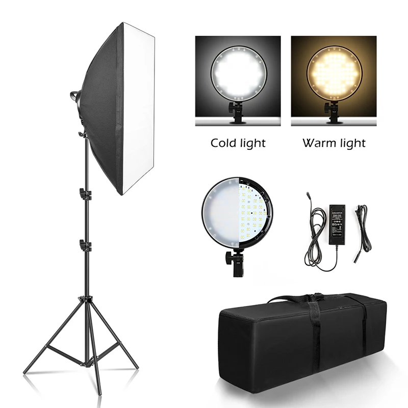 50X70 LED Lamp Two Color Soft Box Continuous Light System Photography Softbox Lighting Kit  Accessories For Photographic Camera