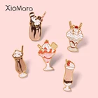 Милые булавки для лацканов в виде клубники, шоколада, мороженого, западные Броши в форме десерта, вишни, торта, чашки, рюкзака, Мультяшные украшения, подарки для девочек