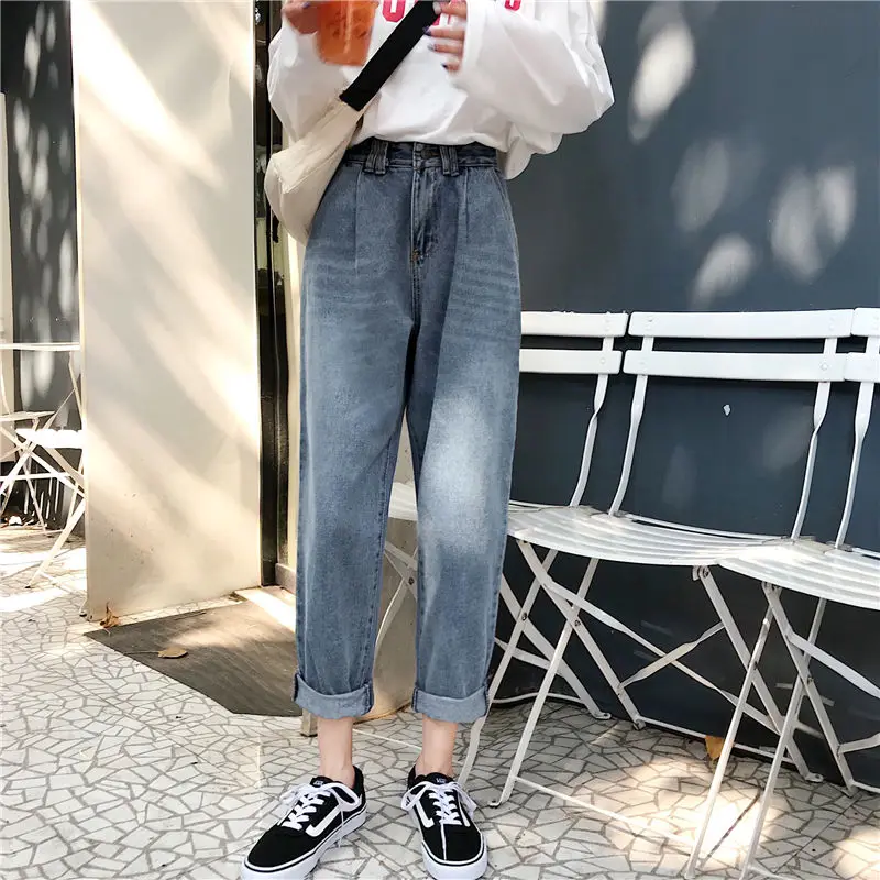 

2020 Band Women`s Plus Size Jeans Harem For Women Loose Vintage Light Blue Women's Jeans Pants Boyfriend Denim Jean Pants
