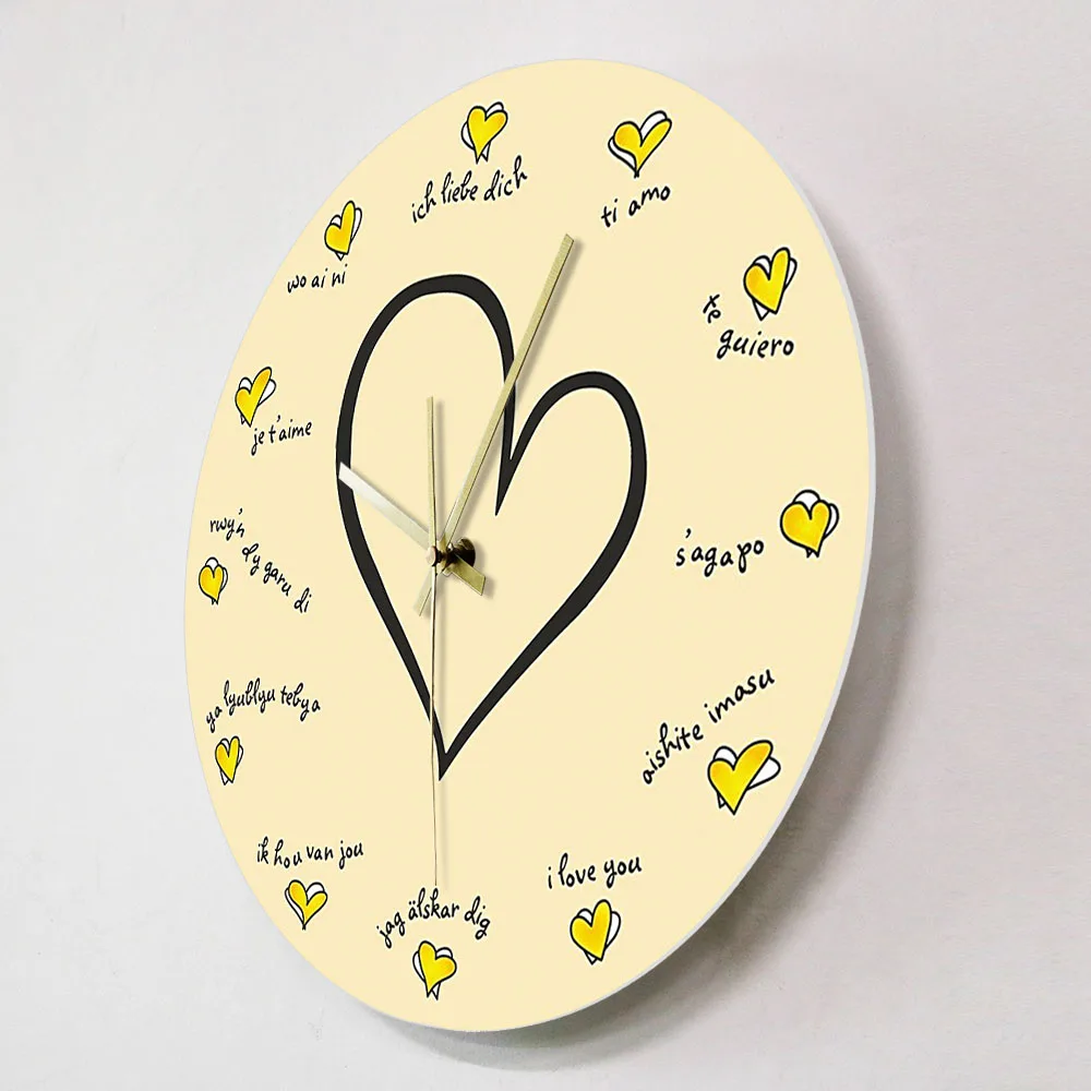 Современные дизайнерские настенные часы я люблю вас на 12 различных языках