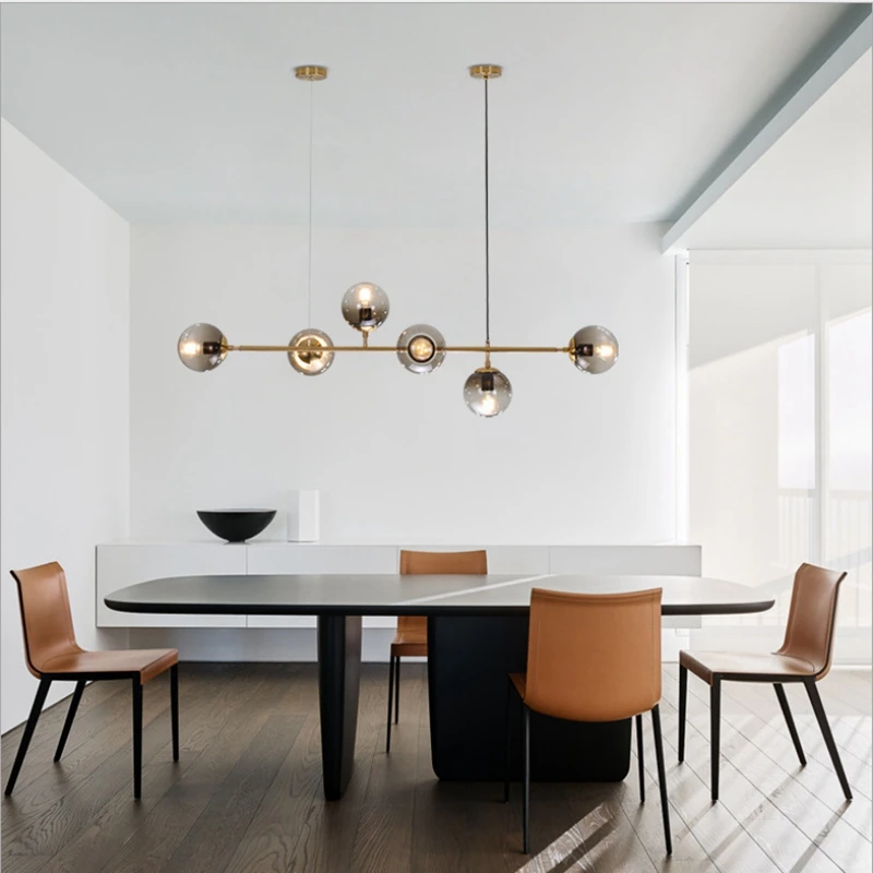 H55f777605d5c490cacd233cba547cc48j Postmodern glass magic Pendant Lights Nordic geometric straight ball chandelier for model room study living room Loft Bedroom