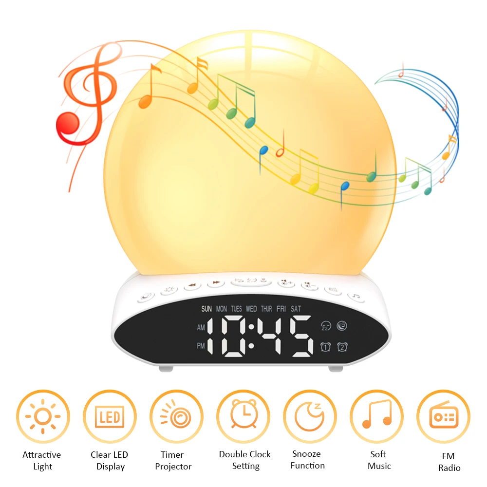 Цифровой световой будильник с имитацией рассвета | Дом и сад