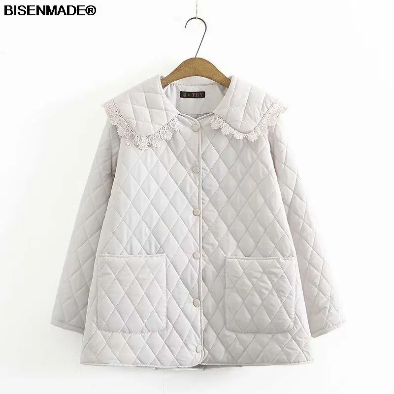 

Women's Clothing Parkas Plus Size Winter 2021 New Outwear Fashion Lace Waterproof Anti-Static Long Sleeve Argyle Padded Coat