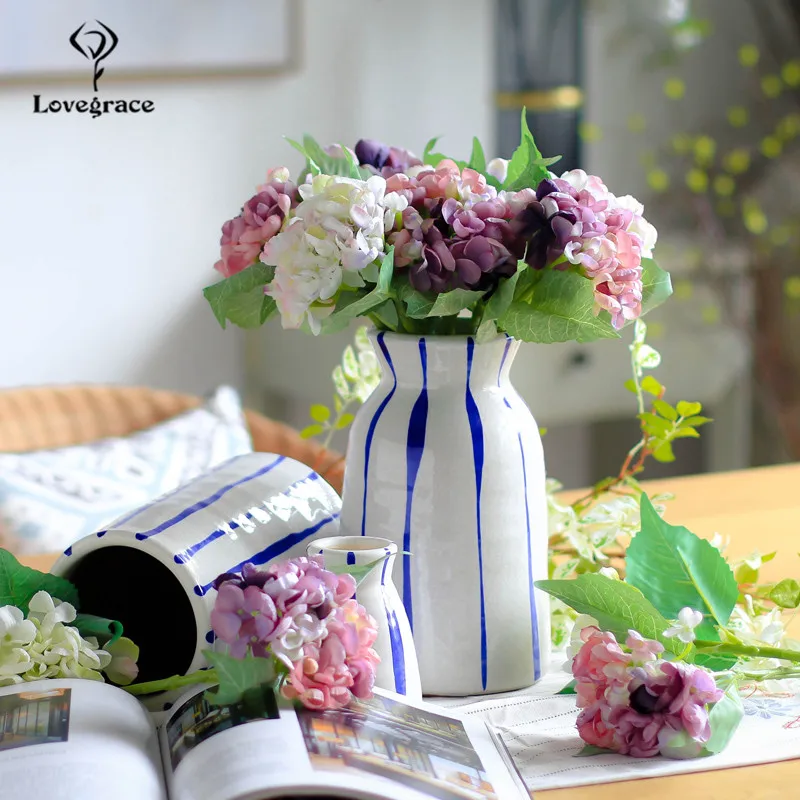 Шелковые гортензии искусственные цветы белые большие свадебные маленький букет