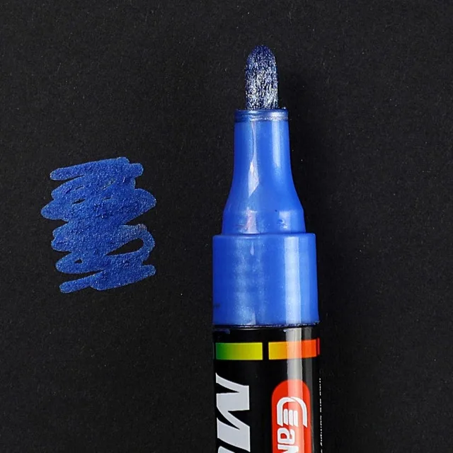 Dark Blue 1Pcs Water-based Paint Metal Marker Pens Sharpie 3.0mm Gold Silver Ceramic Rock Glass Porcelain Mug Wood Fabric Canvas Painting - Цвет: Dark Blue
