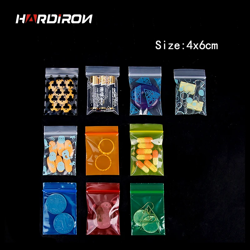 

HARDIRON 4x6cm Thicke Transparent Zipper Lock Bag Cute Cartoon Transparent Plastic Bag Jewelry Storage Packaging Bag Mini Pouch