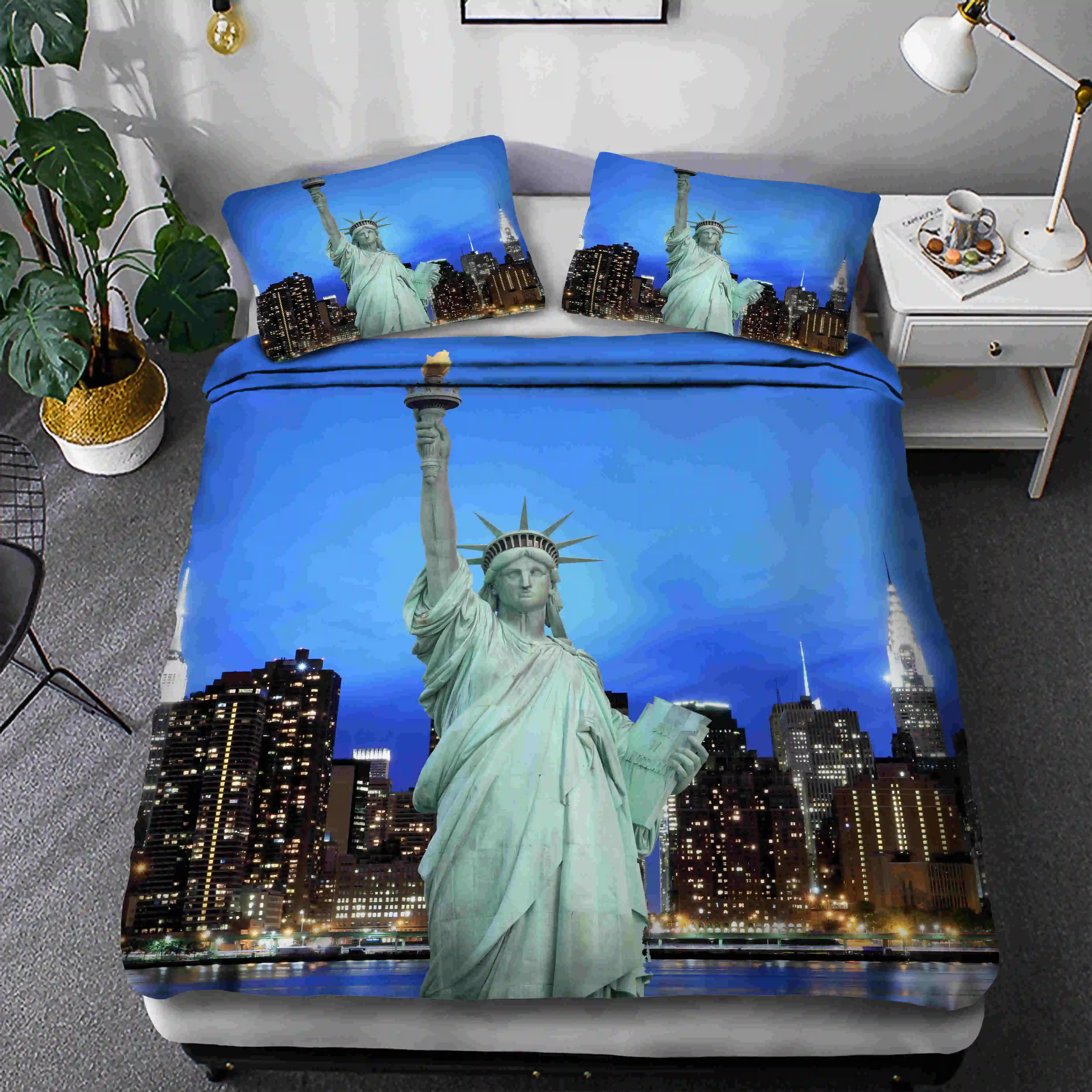 

Комплект постельного белья с 3d-изображением статуи Свободы, с принтом зданий Нью-Йорка, 2/3 шт.