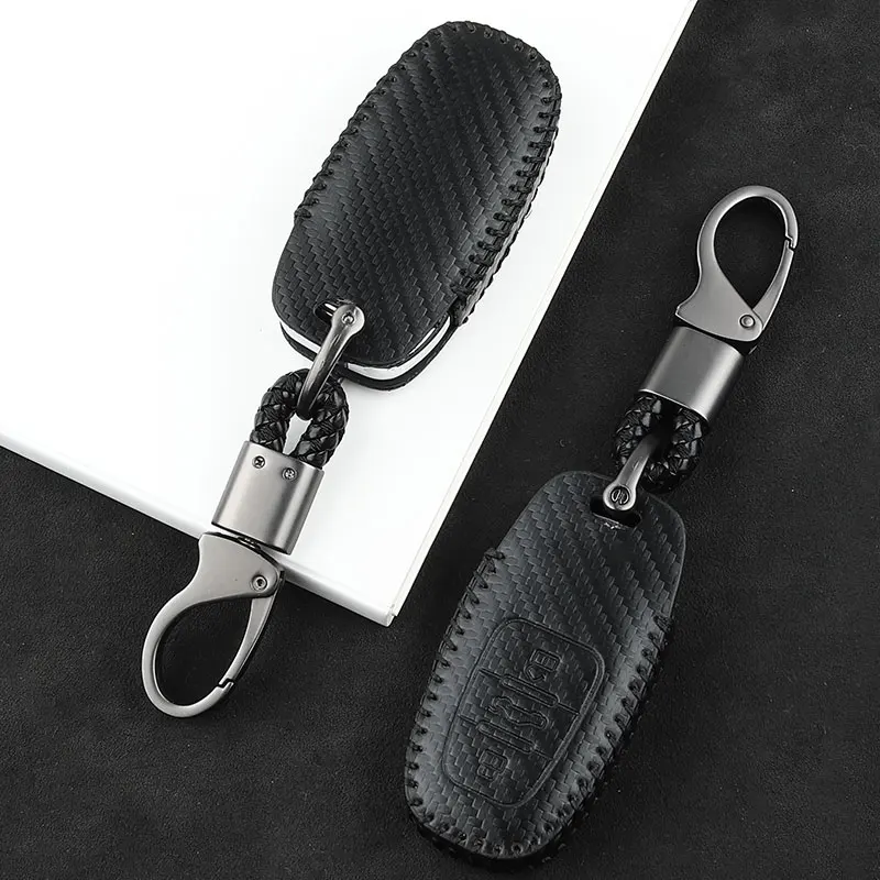 

Carbon Fiber Leather Car Key Case Protector Buckle Cover Shell For Audi A4 A5 A6 A7 A8 Q5 Q7 S4 S5 S6 S7 S8 R8 TT Accessories