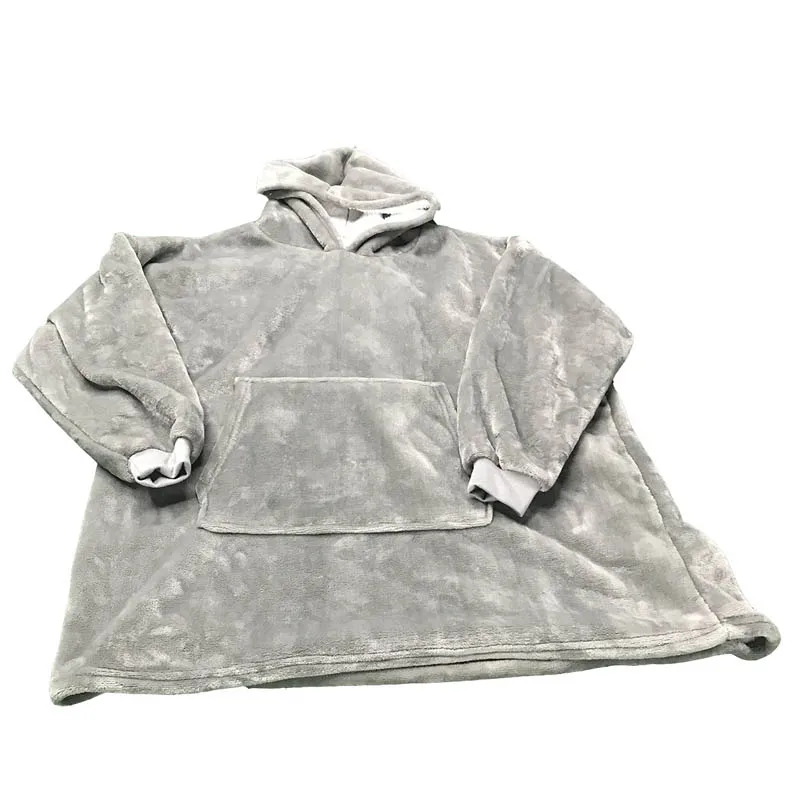 grey Микрофибра, плюшевое Коралловое Флисовое одеяло, красный, серый цвет, с рукавами, супер мягкое, теплое, для улицы, с карманом, с капюшоном, для взрослых, зимнее, с капюшоном, ТВ одеяло - Цвет: grey