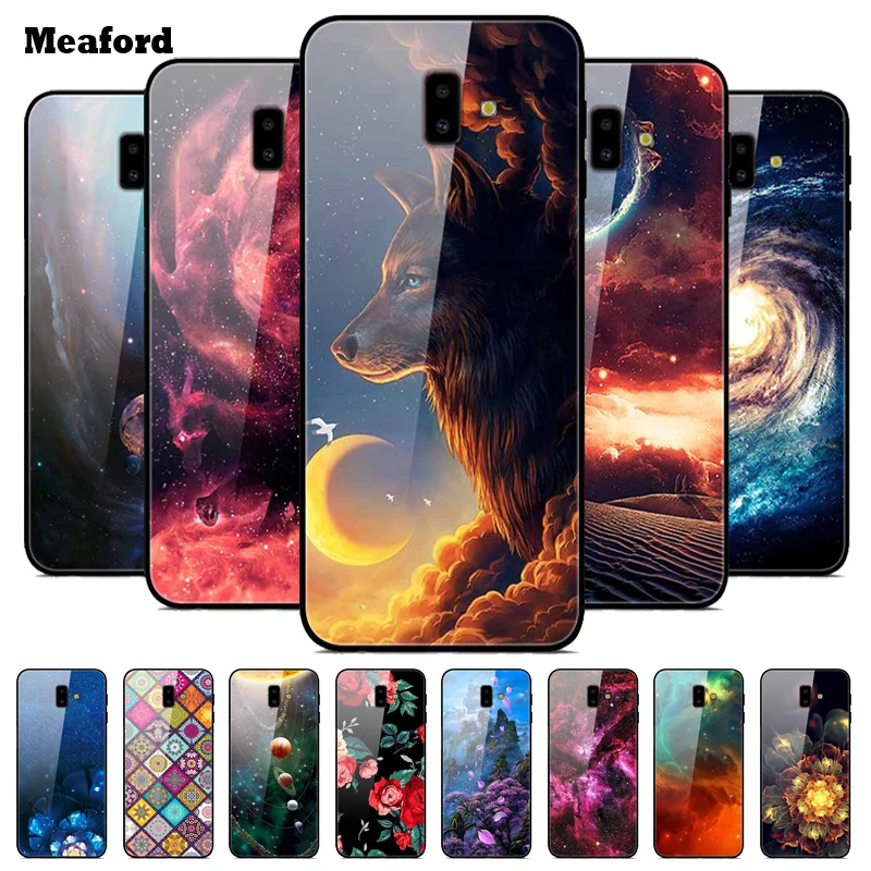 For Samsung J6 Plus Case J4Plus J8 2018 Tempered Glass Hard Back Case For Samsung Galaxy J8 2018 J6 J4 2018 Protective Fundas