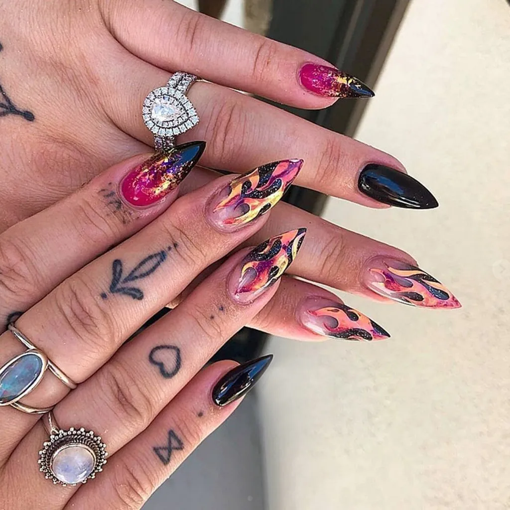 Наклейки для дизайна ногтей 16 шт. лента с отражением пламени клейкая пленка