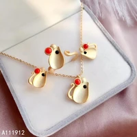kjjeaxcmy fine jewelry natural red coral 925 sterling silver women gemstone pendant earrings ring mouse set support test luxury