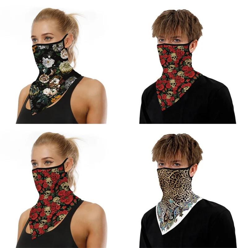 1Pc Leopard Print Bandana Face Scarves Hanging Ear Tube Scarf Polyester Neck Cover Breathable Headband Men Women | Спорт и