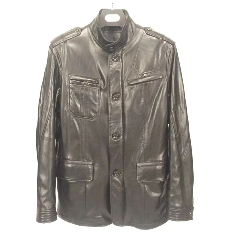 Продажа образца Мужской весна и осень куртка пальто костюм искусственная кожа