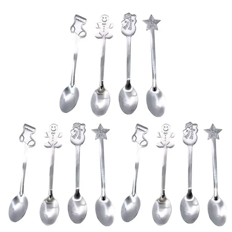 

12 Pack Creative Stainless Steel Spoon Creative Christmas Coffee Spoon Christmas Stirring Spoon Tea Spoon Extremely fast deliver
