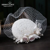 himstory fashion handmade flower mesh gauze covered hat hair accessories retro european bridal headdress hair ornament