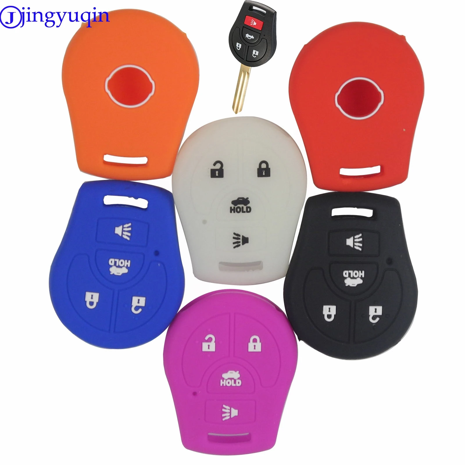 

jingyuqin Car key Silicone case cover protect shell for Nissan Maxima Versa Altima Sentra 4 Buttons key Remote