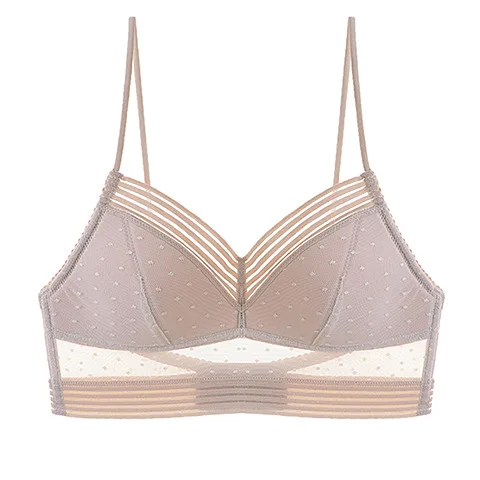 

New Sexy Low Back Bralette Ladies U Backless Invisible Lace Bra Polka Dot Mesh Ultra Thin Underwear Women Lingerie Tank Top Bras
