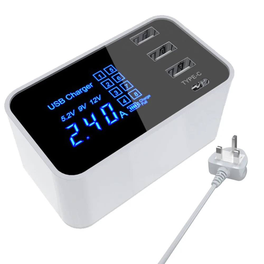 4 Порты и разъёмы 4A 20 Вт ЖК дисплей Дисплей Тип USB C зарядная станция для Зарядное