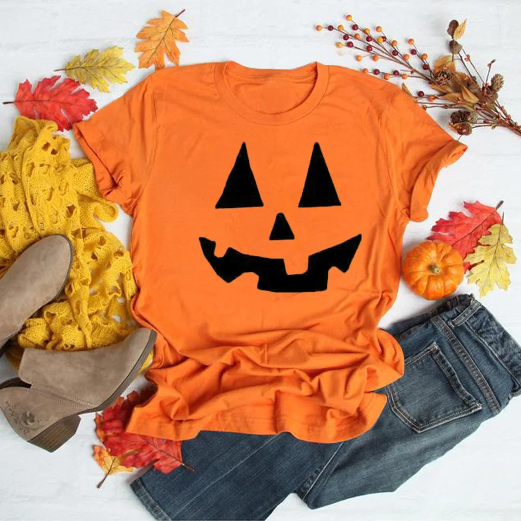 

Женская одежда в стиле 90-х, осень, Хэллоуин, День благодарения, мультяшная женская футболка, женская футболка с графическим принтом, топ, фут...