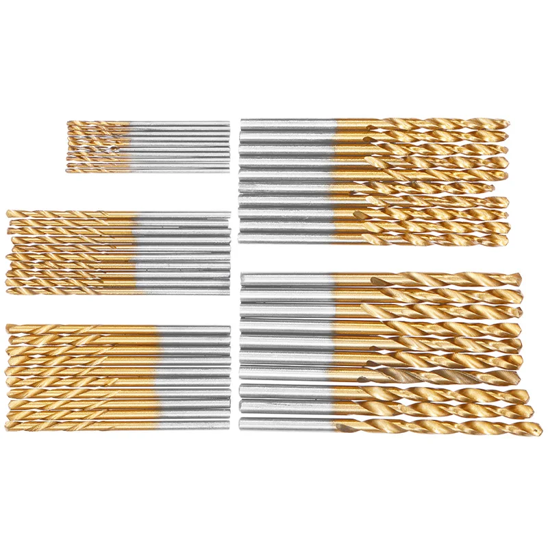 

50Pcs HSS High Speed Steel Drill Bits Set Titanium Coated Drill Bits Tool High Quality Power Tools 1/1.5/2/2.5/3mm