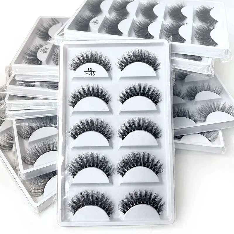 

Wholesale 5/50boxes 100% Real mink eyelashes false eyelashes 3D natural Faux Eyelashes Soft Eyelash Extension Makeup H13