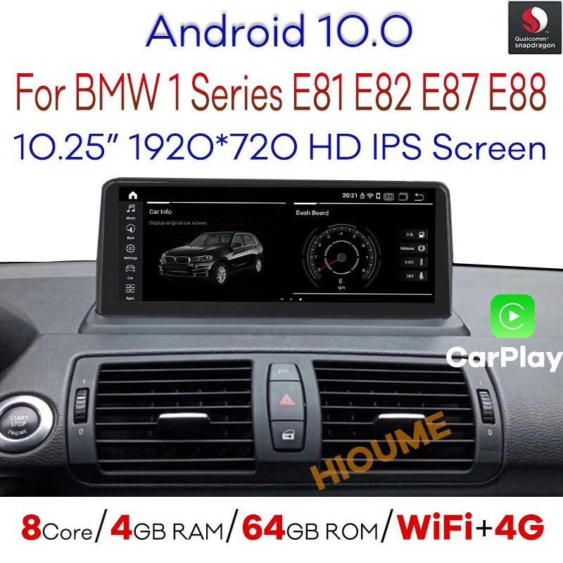 Snapdragon Android 10 0 автомобильный мультимедийный плеер GPS навигация Радио для BMW 1 серии