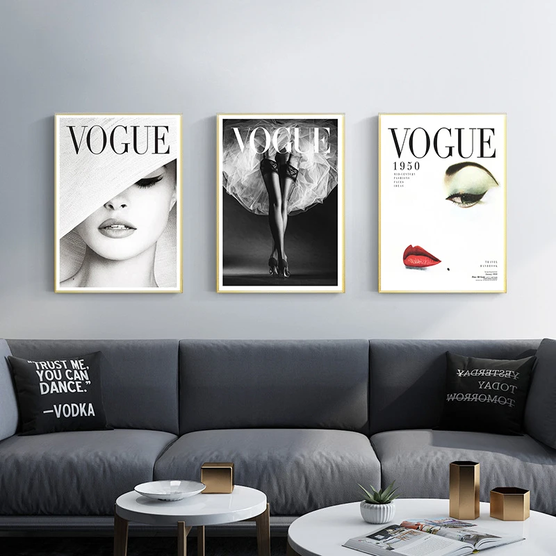 

Modern Vogue Women Sexy Lips Black White Pop Canvas Posters Nordic Prints Paintings Wall Art Pictures For Living Room Home Decor