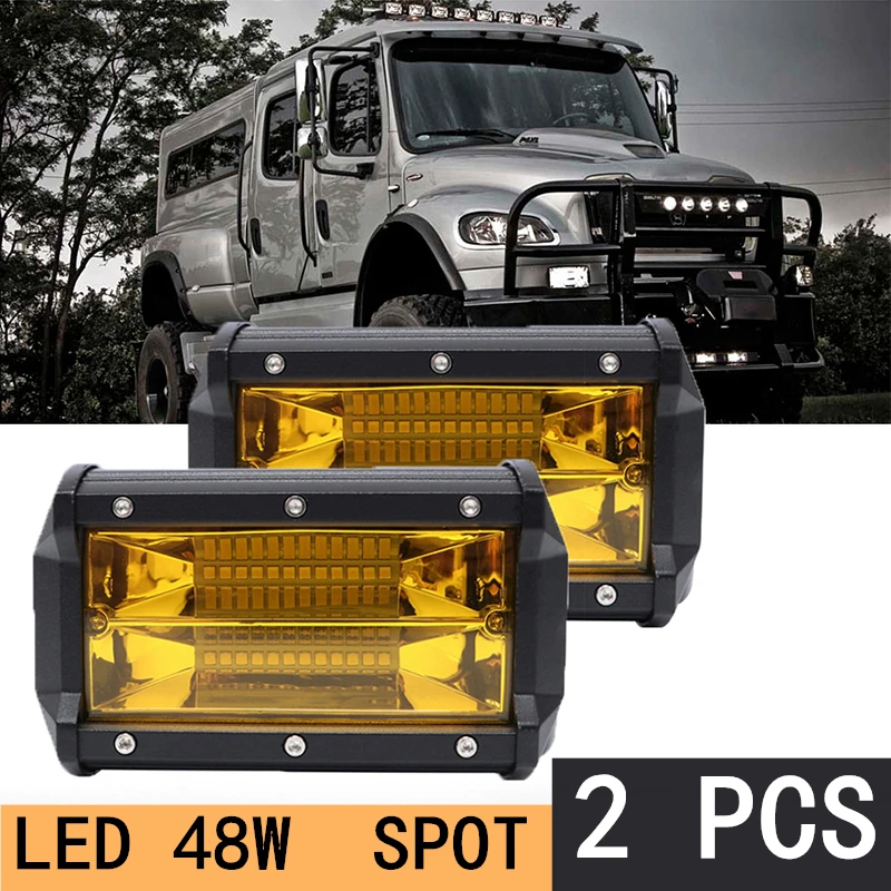 2 светодиодных рабочих фонаря 72 Вт водонепроницаемых для внедорожников, грузовиков, тракторов, прицепов, внедорожников, ATV 12V Спот Флуд Бар.