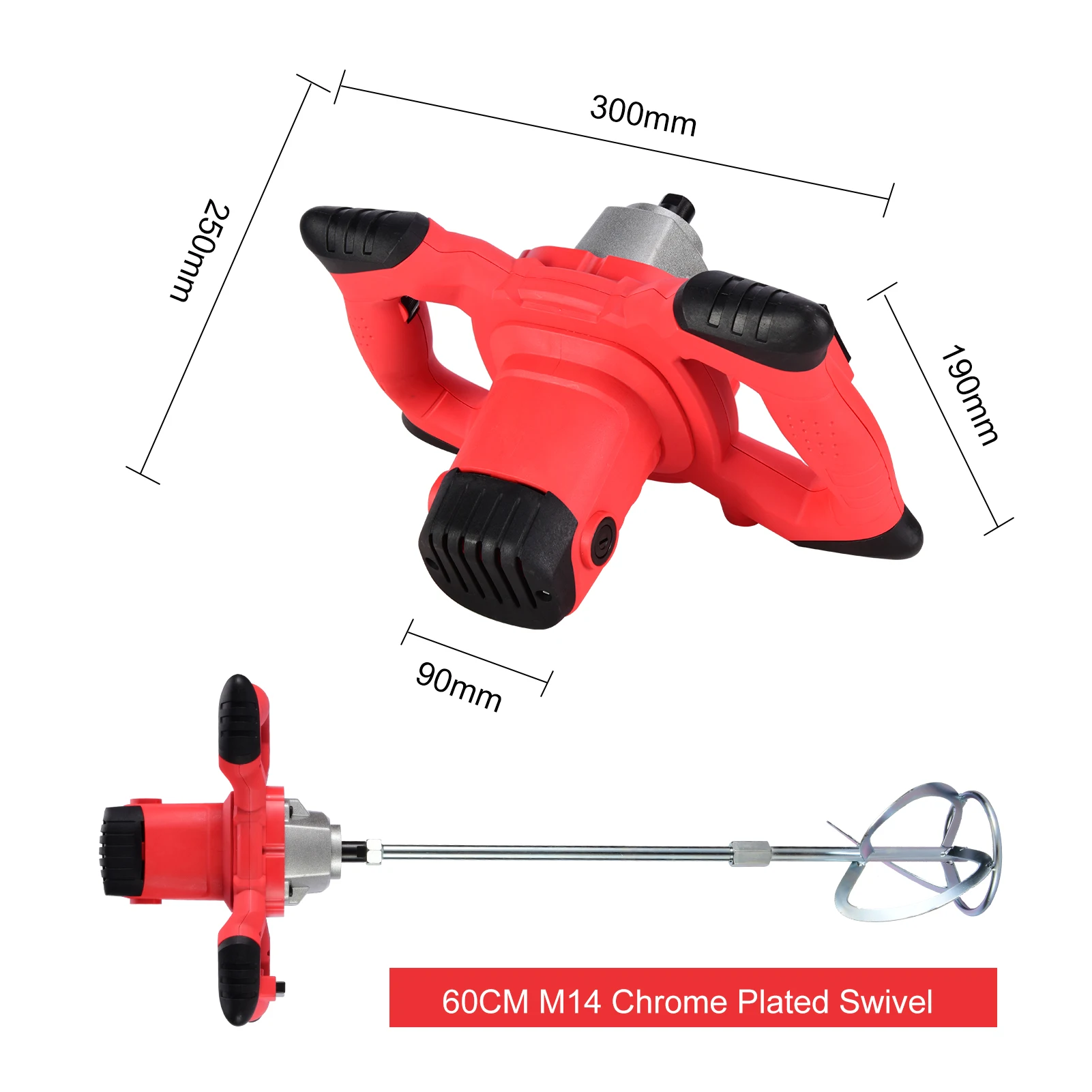 

AC 220 V 2600W Electric Cement Mixer Industrial Agitator 6-Speed Adjustment/Two-stage Mixing Rod/Stepless Speed Changing