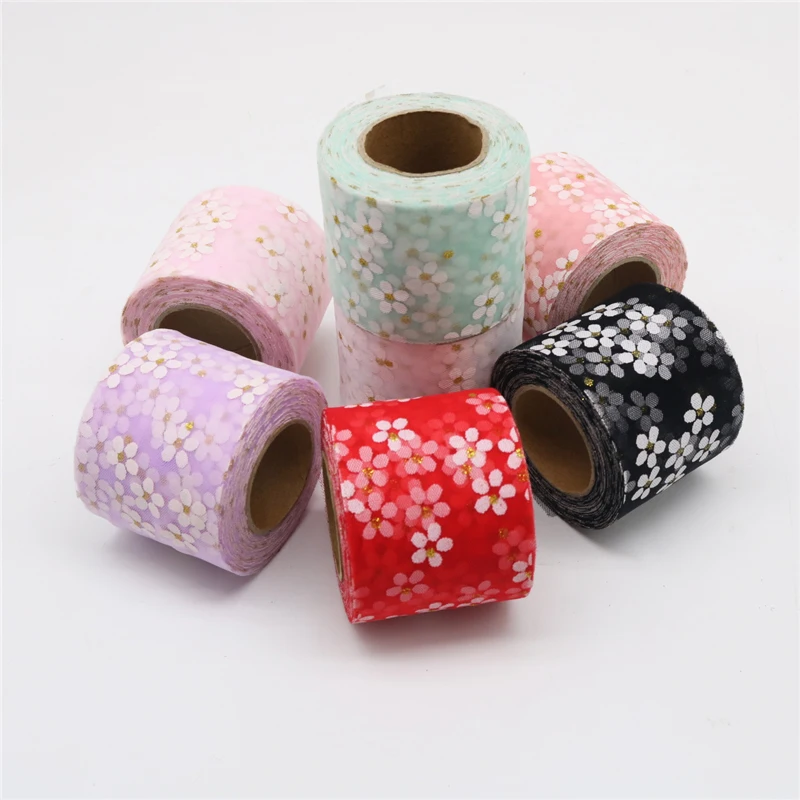 25 ярдов 6 см маленькие маргаритки Тюль блестящие конфетти выпечки торт Топпер