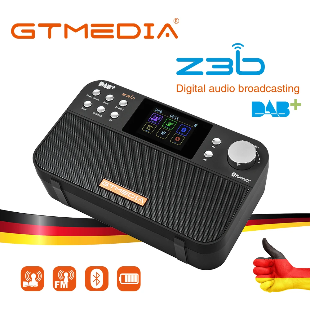 Портативное радио GTMEDIA Z3B FM DAB стерео/RDS многополосный радиоприемник с ЖК-дисплеем