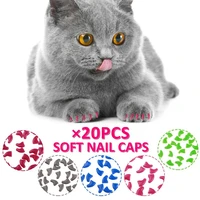 20pcs silicone soft cat nail caps colorful cat paw caps nail protector pet cat nail cover cute protection pet accessories