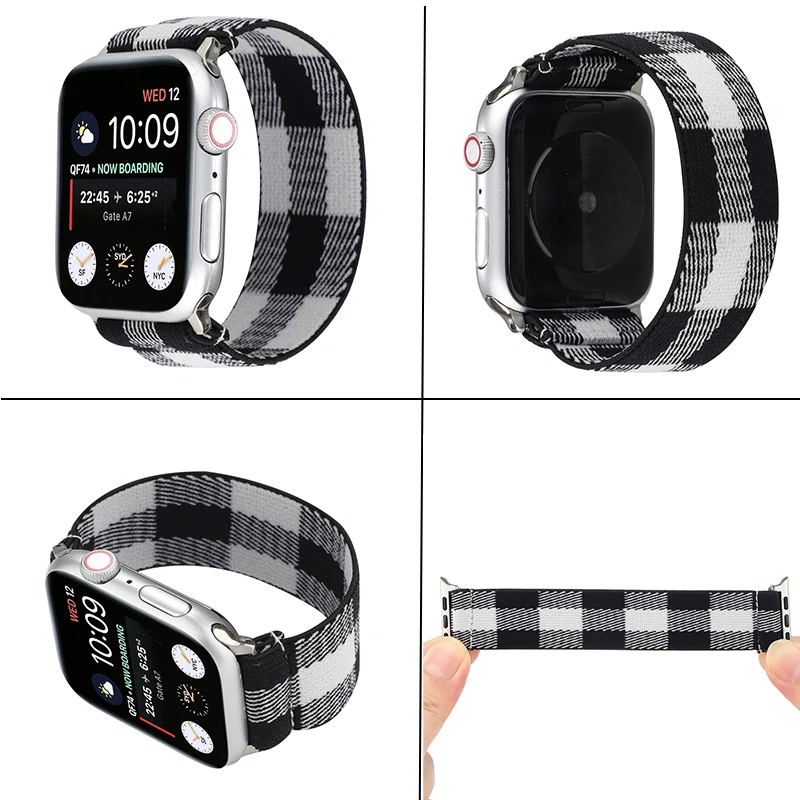 Эластичный тканевый браслет для Apple watch band SE 7 6 5 4 41 мм 45 40 44 ремешок iwatch series 3 2 38 42