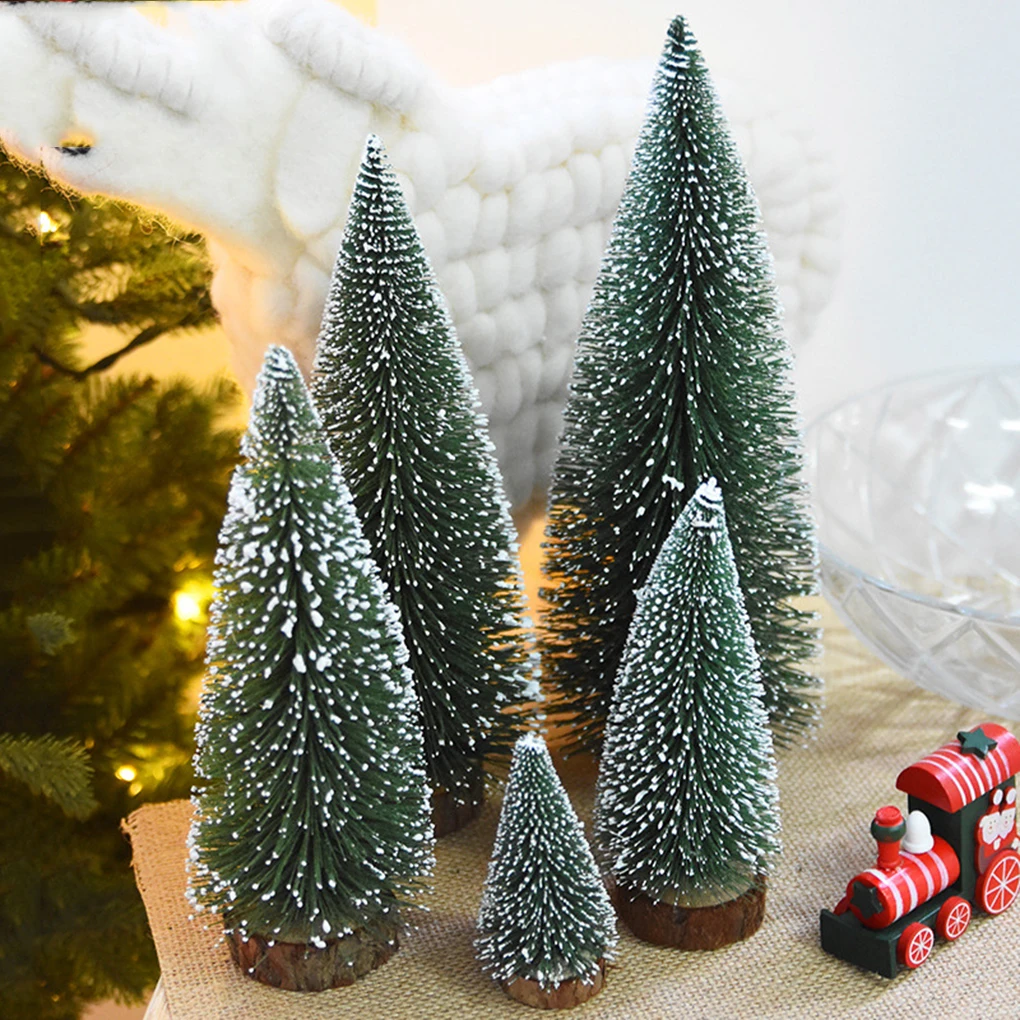 

Mini Pine Christmas Tree Artificial Tabletop Decorations Festival Plastic Miniature Trees 2021 New Year Decorations for Xmas