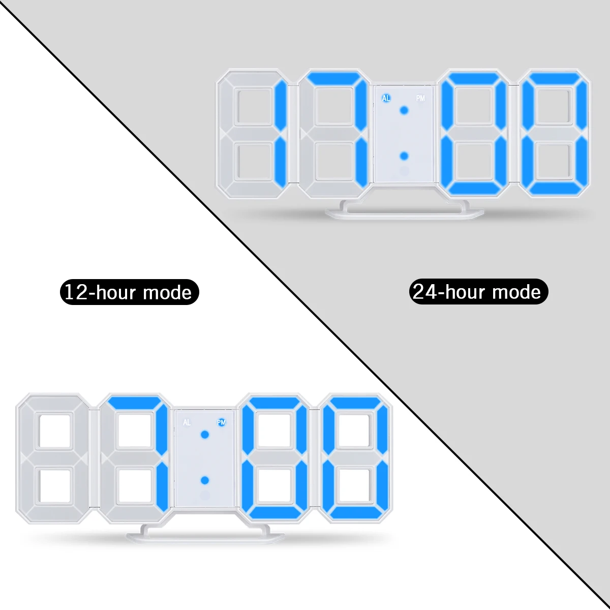 Цифровой большой 3D Будильник Белый светодиодный дисплей цифровые цифры