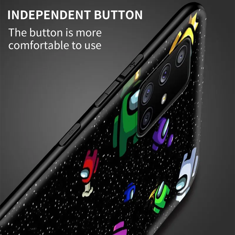 

Luxury Phone Case For Samsung Galaxy A51 A71 M30s A21s A31 A72 A42 M31 A41 A11 M51 Black Thin Soft Cover Coque Among Us Hot Game