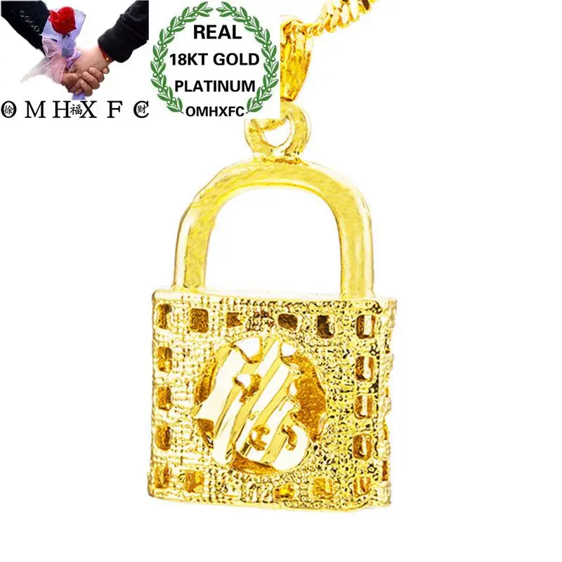 OMHXFC оптовая продажа, Европейская мода для женщин, мужчин, унисекс, для вечеринки, дня рождения, свадьбы, подарок, полый замок, сумка, Настоящее золото, подвеска PN23