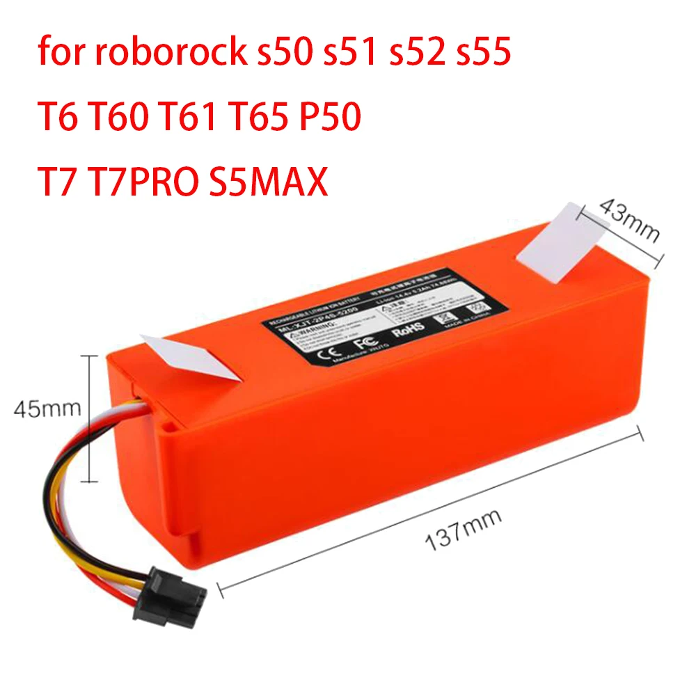 

5200mAh/6500mAh Li-ion Battery for xiaomi 1 1S for roborock s50 s51 s52 s55 T6 T60 T61 T65 P50 T7 T7PRO S5MAX Vacuum Cleaner