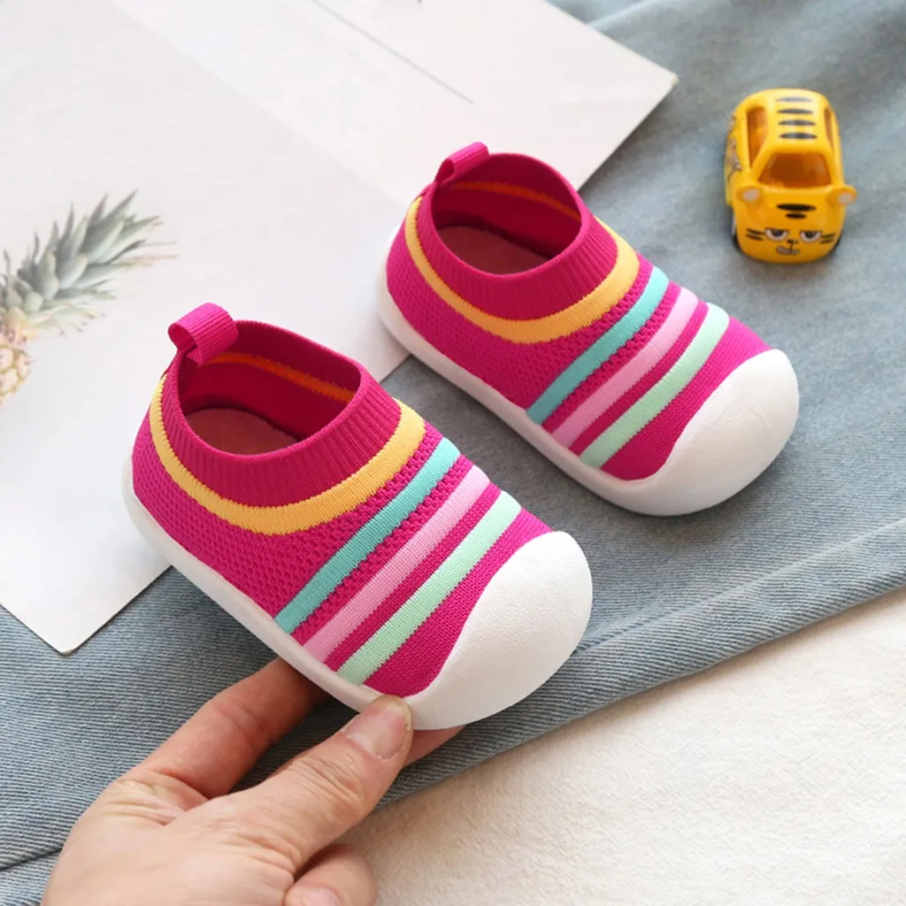 

SAGACE Toddler Shoes Sneakers Kids Fashion Striped Slip On Shoes Outdoor Mesh Brethable Walking Shoes For Spring Summer