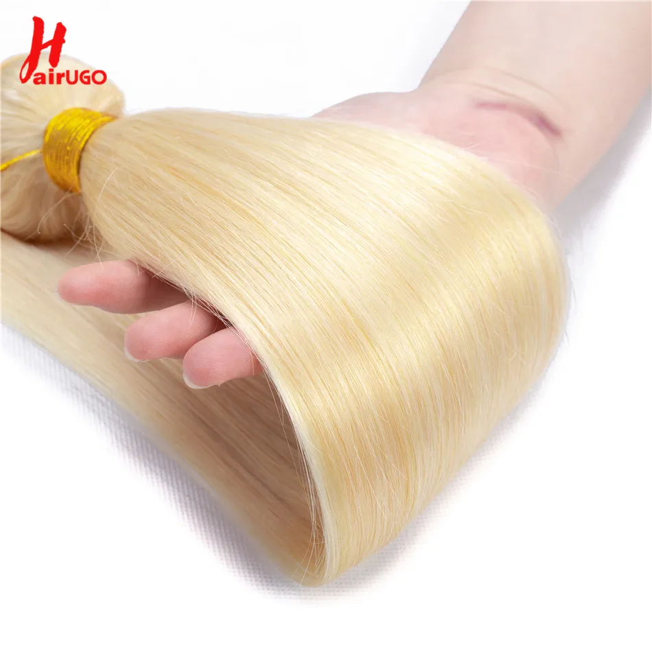 

HairUGo 613 бразильские прямые светлые пучки волос Remy наращивание человеческих волос Прямые Волосы Ткачество 10-30 дюймов