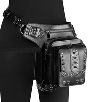 2021 steampunk women shoulder bags pu leather waist fanny packs for female messenger crossbody bags rivet biker drop leg bag