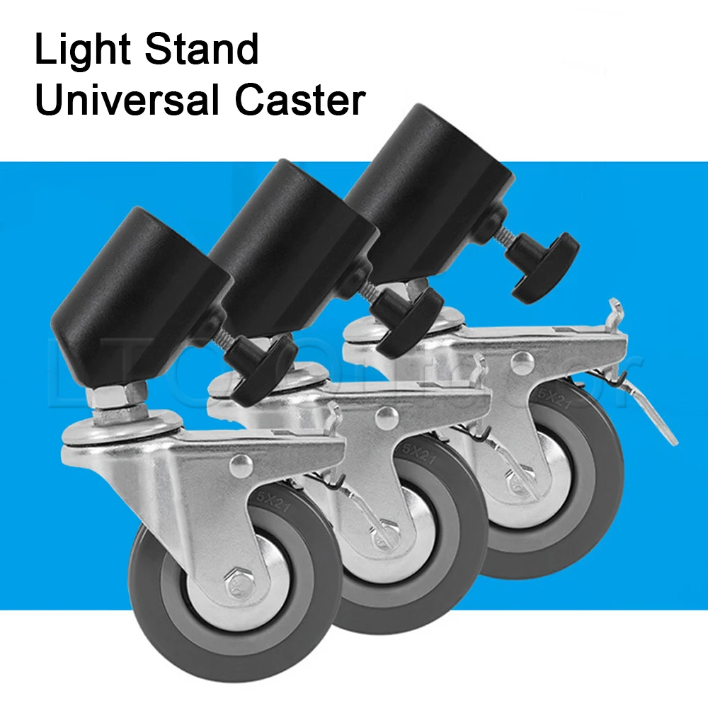 

1/2/3Pcs Swivel Caster Wheel with Durable Metal Construction for Light Stand with 22mm Diameter Leg, Suitable for Studio Video