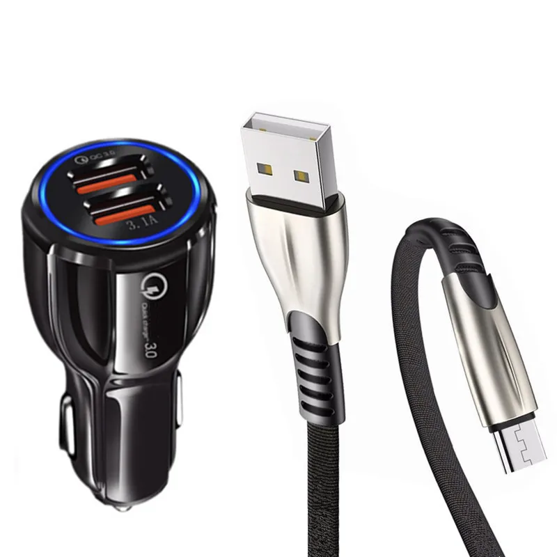 Фото Автомобильное зарядное устройство QC 3 0 кабель Micro USB для быстрой зарядки и Автомобильное зарядное устройство QC 3 0 кабель Micro USB для быстрой зарядки и