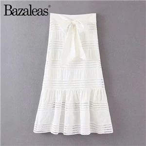YF10 skirt 7364 Bazaleas/винтажный Модный женский костюм в стиле ретро с рюшами, укороченный топ и юбка-миди в стиле Русалочки harajuku, повседневный белый комплект из двух предметов - Цвет: YF10 skirt 7364
